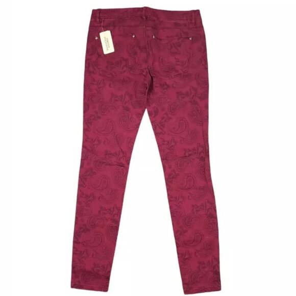 Forever 21 Women's Jeans Denim Burgundy/Brown Paisley Skinny - Picture 4 of 8